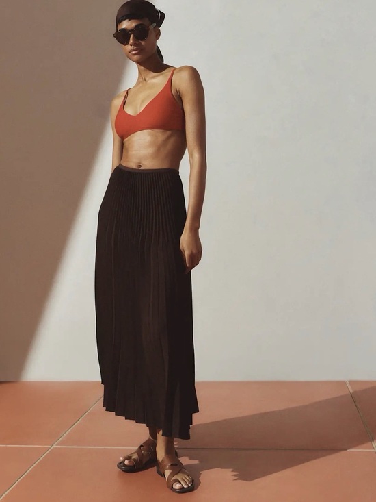 Quince Dresses & Skirts - Quince Brown Pleated Midi Skirt